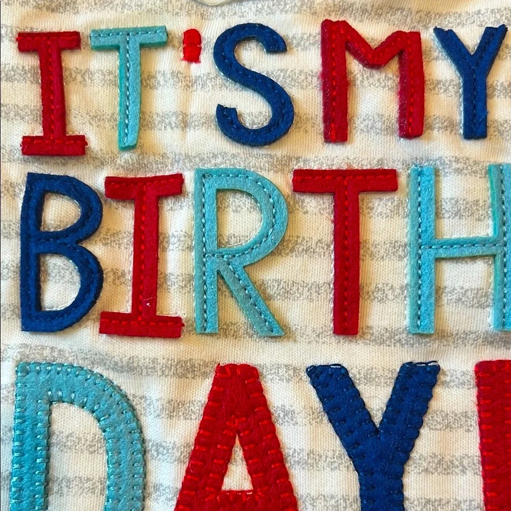 NWOT Mud Pie Striped Birthday Bib with Colorful Letters